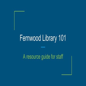 Intro to Library Assignment: Library 101 for teachers