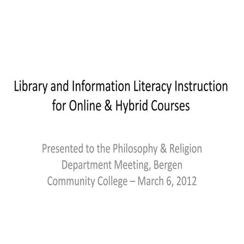Library and information literacy instruction
