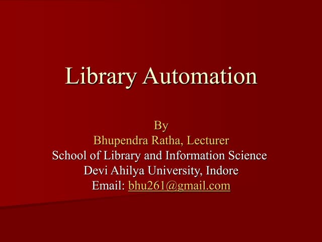 Library Automation.ppt for library and information science