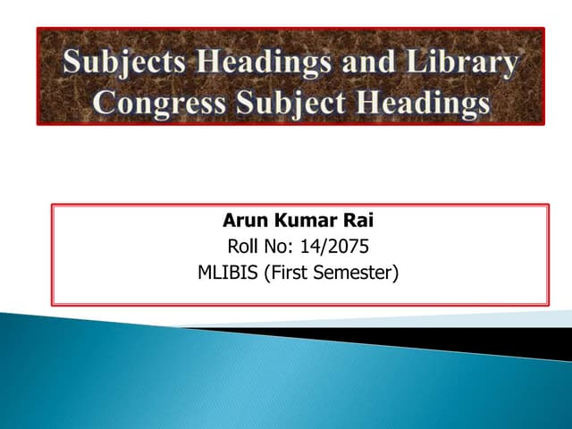 Library congress subject headings 