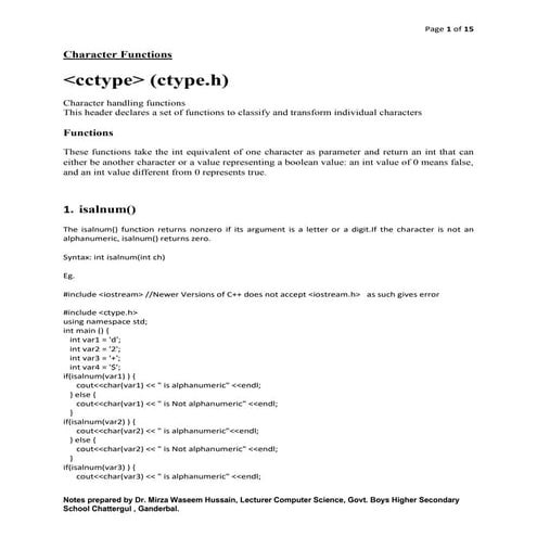 Library function in c++ specially designed for clas 11th students | PDF