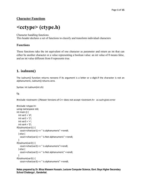 Library function in c++ specially designed for clas 11th students | PDF