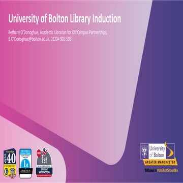 Library induction bolton university in 2024 | PDF