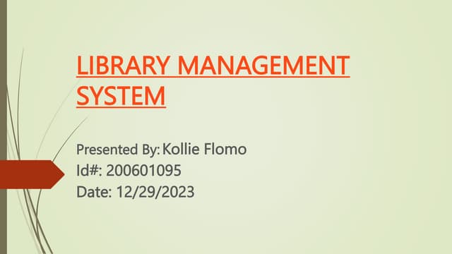 Project proposal of Library Management System. | PDF