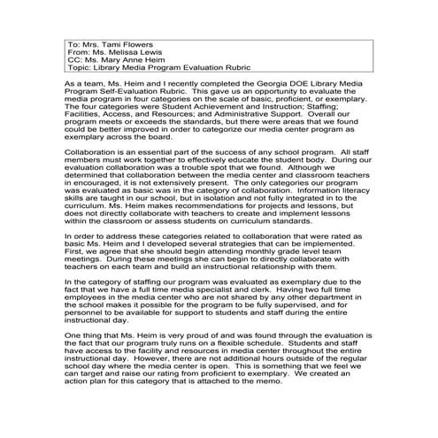 Library media program evaluation rubric