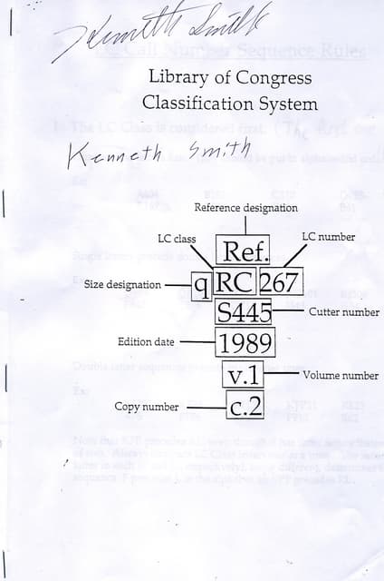 Library Notes Library Of Congress Classification System