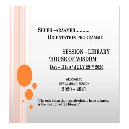Library orientation programme 2020 to 2021 sgvu jaipur by anish mohammad depu...