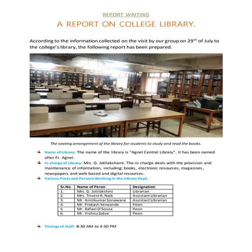 A Report on College Library. | DOCX