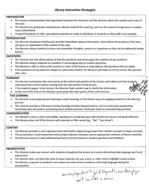 WRT 160 Library Instruction Observation | PDF