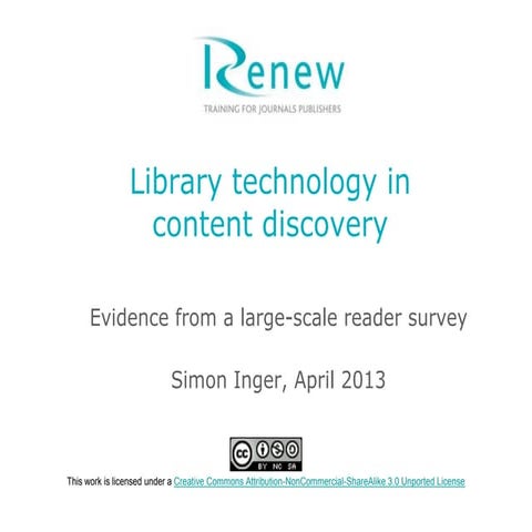 Library technology in content discovery - evidence from a large-scale reader ...