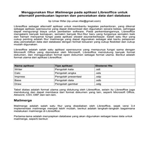 Libreoffice mailmerge