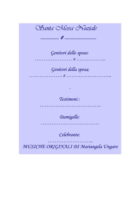 Libretto cerimonia con musiche