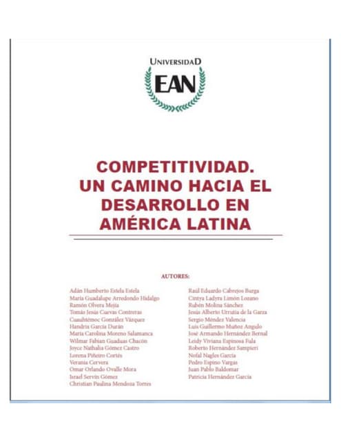 LIBRO INTERNACIONAL  COMPETITIVIDAD ,UN CAMINO HACIA EL DESARROLLO EN AMÉRICA LATINA 