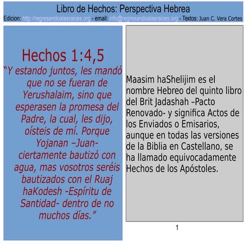 Libro de hechos: perspectiva hebrea