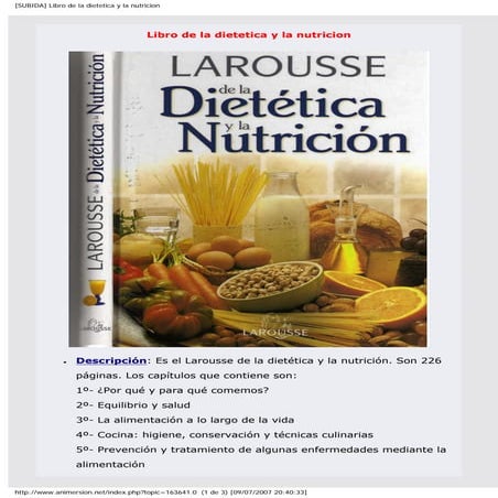 Libro de la dietetica y la nutricion | PDF