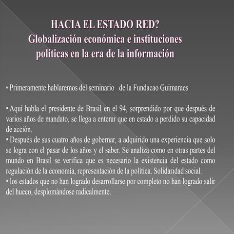 Libro De Manuel Castells Haciendo El Estado Red | PPTX