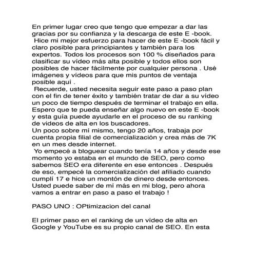 Libro electronico que muestra tacticas nuevas de posicionamiento de videos