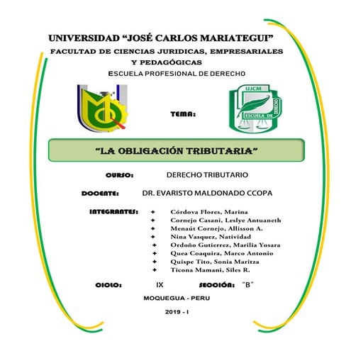 la obligación tributaria