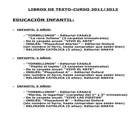 Libros de texto 2011 2012