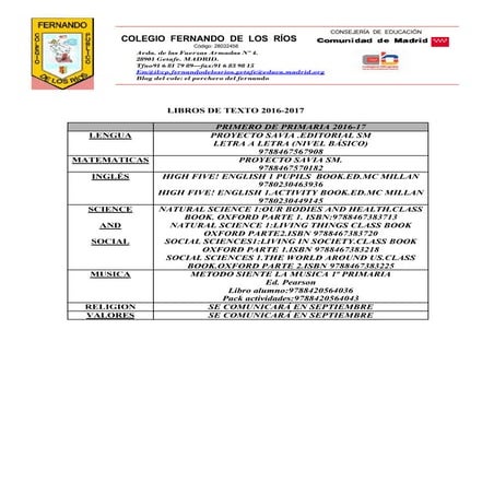 Libros de texto 2016   2017 ( rectificados)