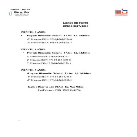 Libros texto 2017-18