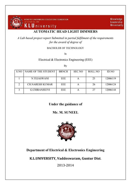 AUTOMATIC HEAD LIGHT DIMMERS 