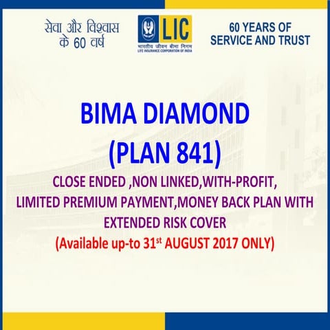 LIC BIMA Diamond Money Back Plan 841 Presentation