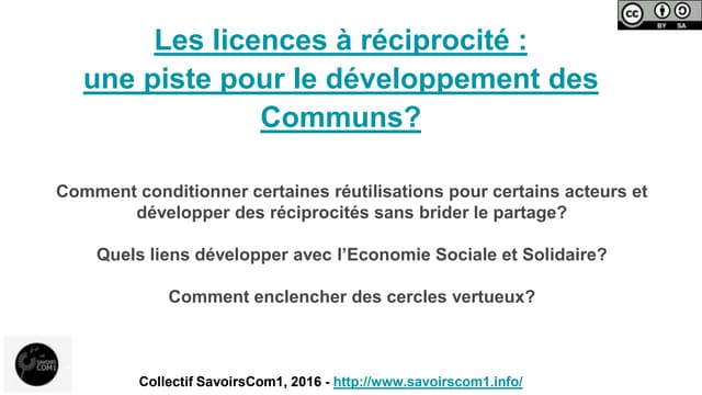 Les licences à réciprocité : une piste pour le développement des Communs ? 