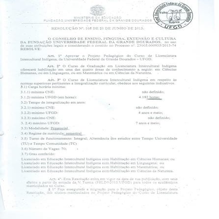 Licenciatura intercultural indígina   estrutura e resolução 105-2013