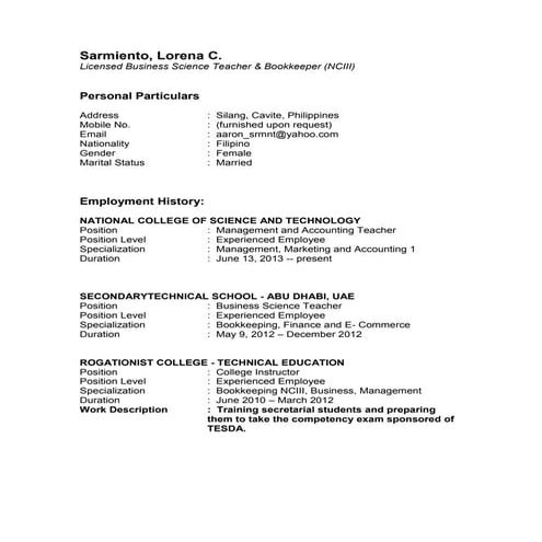 Business Management Teacher & Bookkeeper