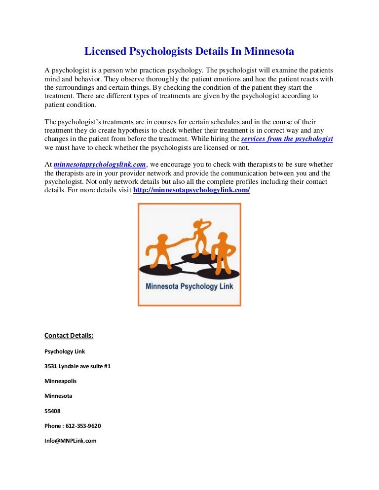 Licensed psychologists details in minnesota