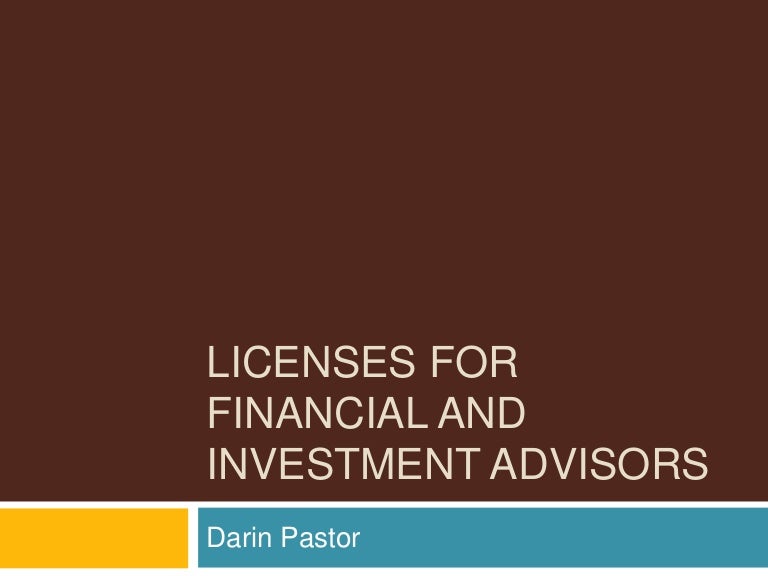 Licenses for Financial and Investment Advisors