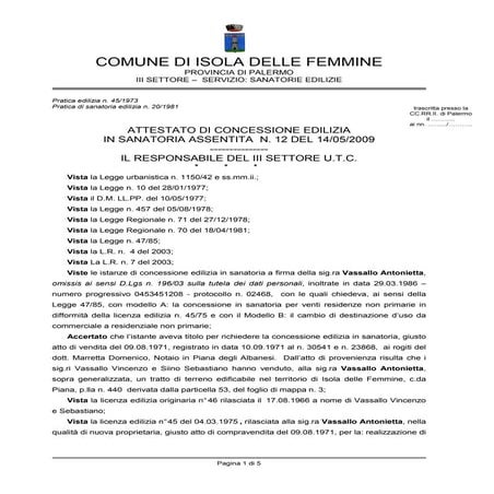 Licenza edilizia assentita 2009 vassallo antonietta c.e.s. n.12 2009[1]