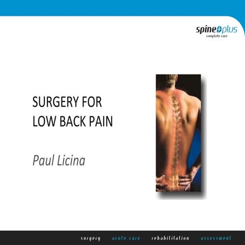 Surgery for low back pain