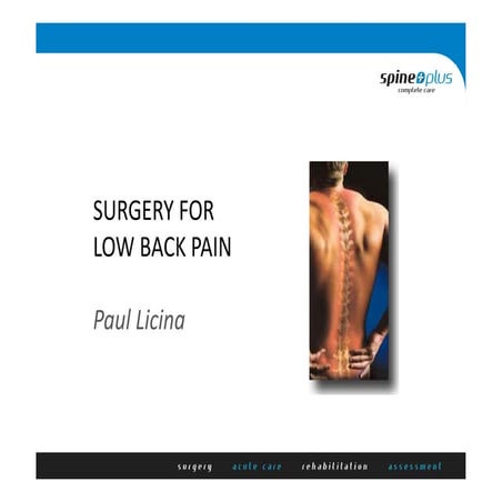 Surgery for Lower Back Pain