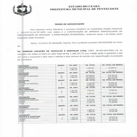 Licitação da empresa terceirizada dos vigias