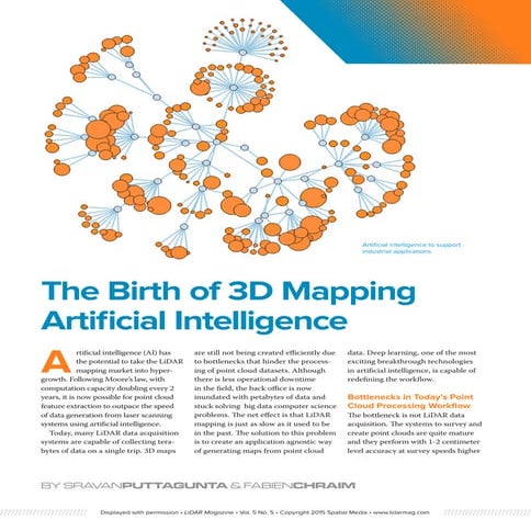 LIDAR Magizine 2015: The Birth of 3D Mapping Artificial Intelligence