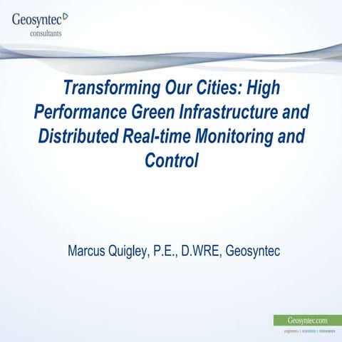 Transforming Our Cities: High Performance Green Infrastructure and Distribute...