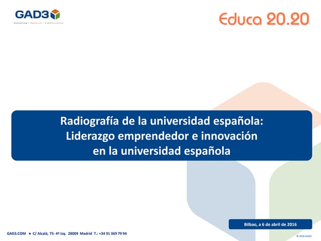 Liderazgo emprendedor e innovación en la universidad española