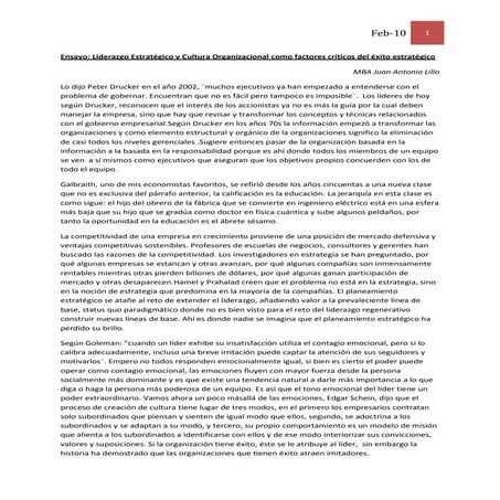 Liderazgo Estratégico y Cultura Organizacional Como Factores CríTicos Del éXi...