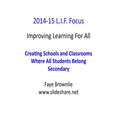 LIF Inclusion Secondary, Coquitlam.  Oct 2014