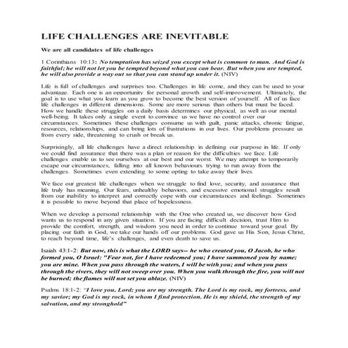 Life Challenges are Inevitable