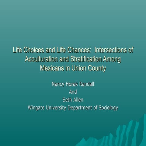 Life choices and Life Chances