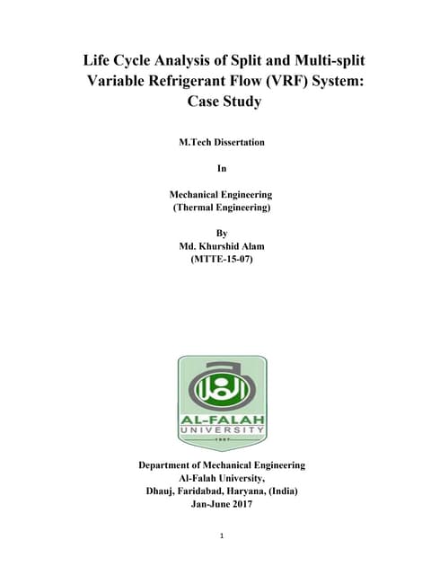 Life cycle analysis of hvac desining multi split vrf system