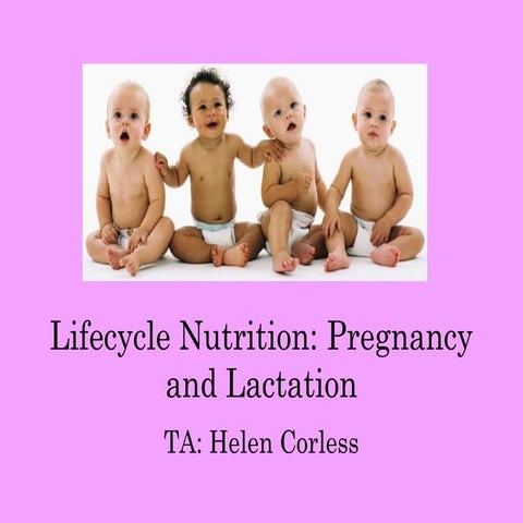 Lifecycle nutrition: Pregnancy and Lactation