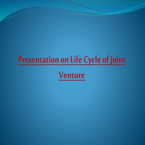Life cycle of joint venture