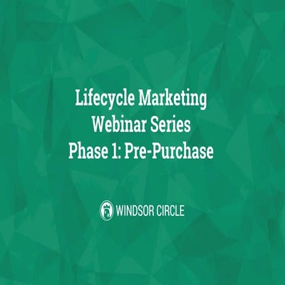 Lifecycle Marketing Webinar: Pre-Purchase 