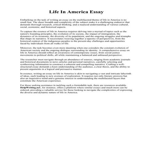 Life In America Essay. Dakota College at Bottineau