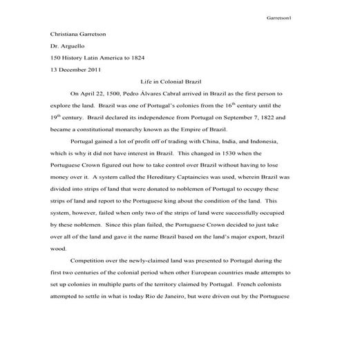 Life in colonial brazil