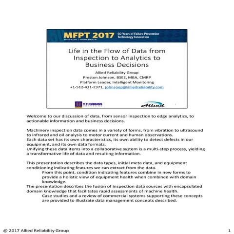 Master Data, From Inspection to Analytics to Business Decision